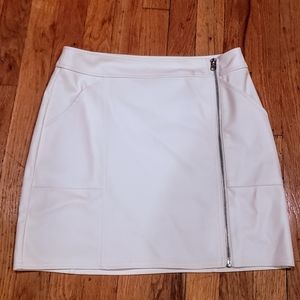 White faux leather mini skirt